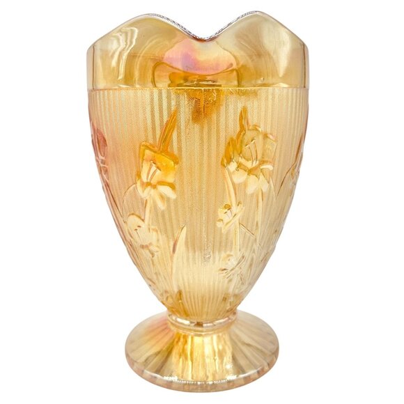 Jeannette Iris & Herringbone Marigold Pitcher 9 inch Carnival Glass - Picture 2 of 8